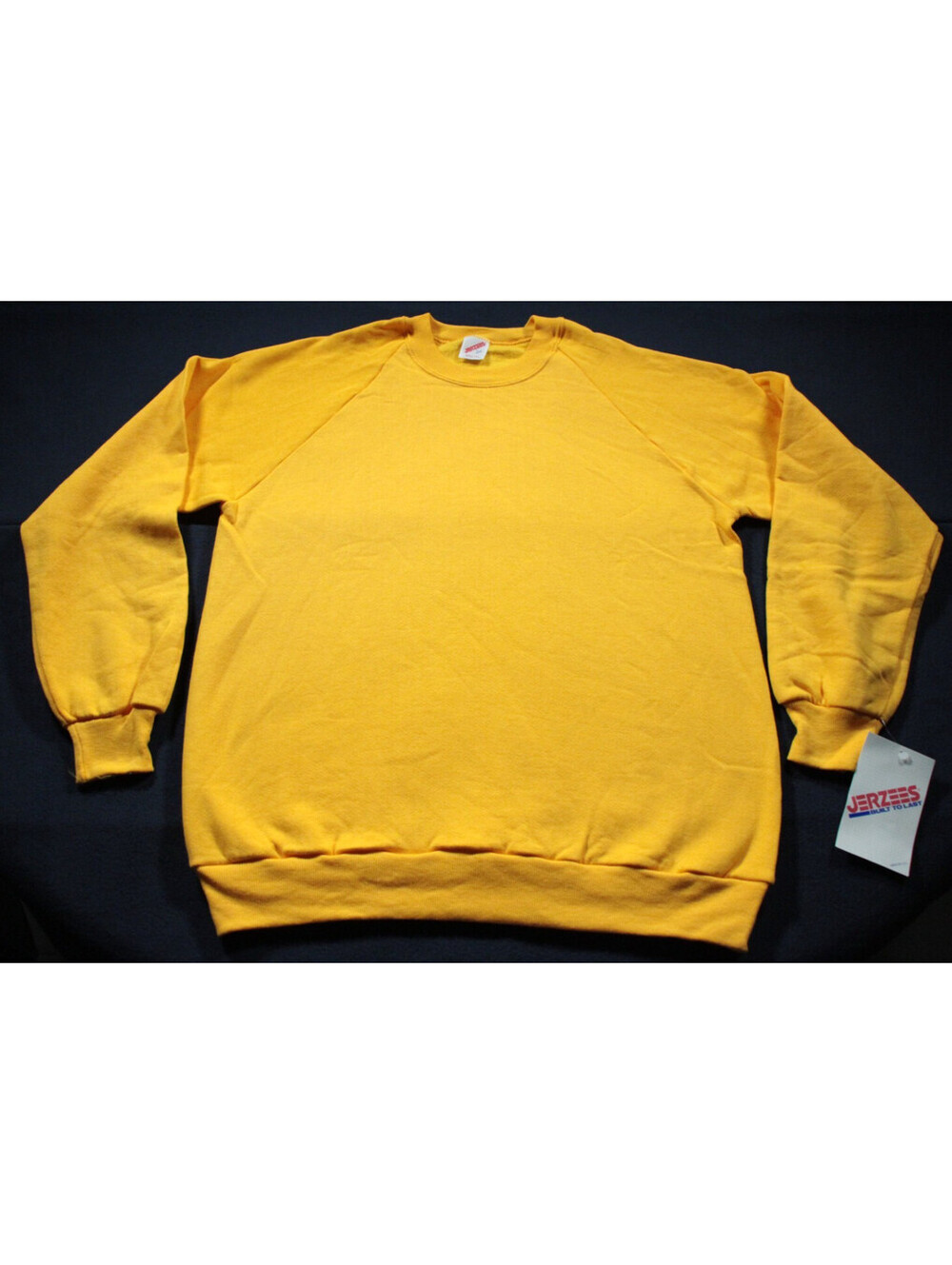 Vintage 90s JERZEES Sweatshirt Solid Blank Yellow Shirt L NWT NOS